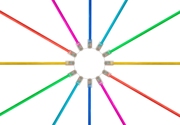 5类电缆的隔离排列，以说明互联网连接图片下载