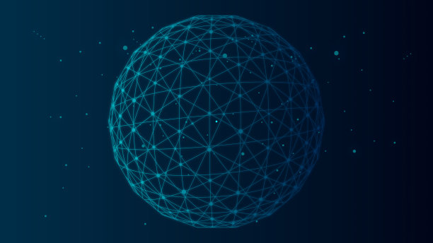 点线连接三维球体，虚线连接抽象技术背景图片下载