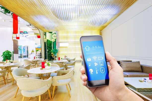 智能手机，智能家居，现代餐厅图片下载