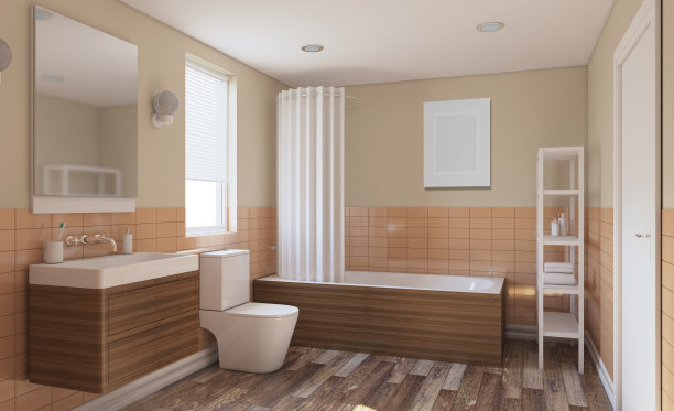 有大窗户的现代浴室。3 d渲染…空的图片。图片下载