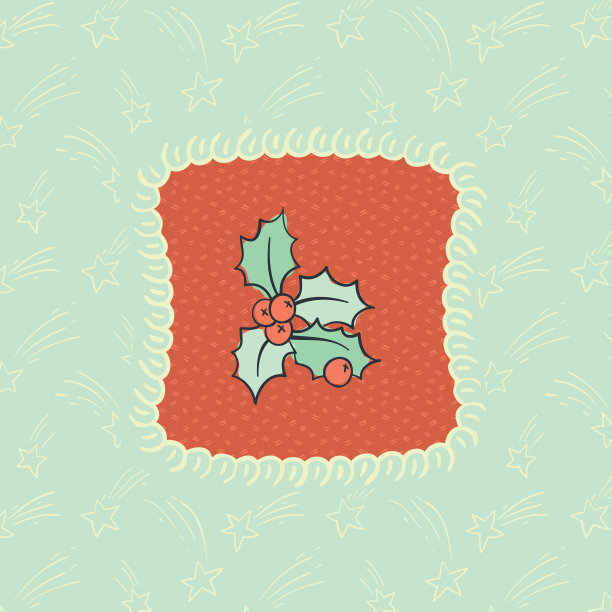 圣诞和新年复古华丽的框架与冬青枝象征图片下载