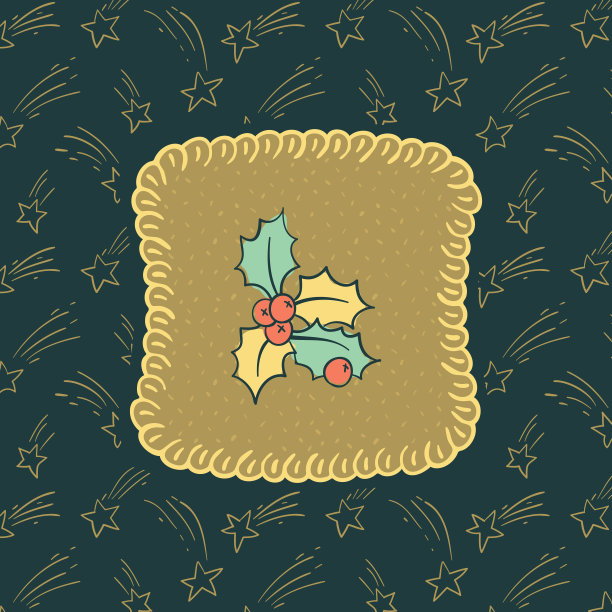 圣诞和新年复古华丽的框架与冬青枝象征图片下载