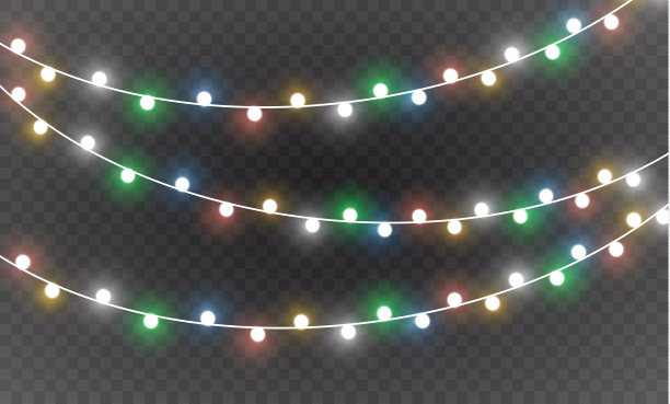圣诞灯孤立在透明的背景。圣诞节的花环。矢量图图片下载
