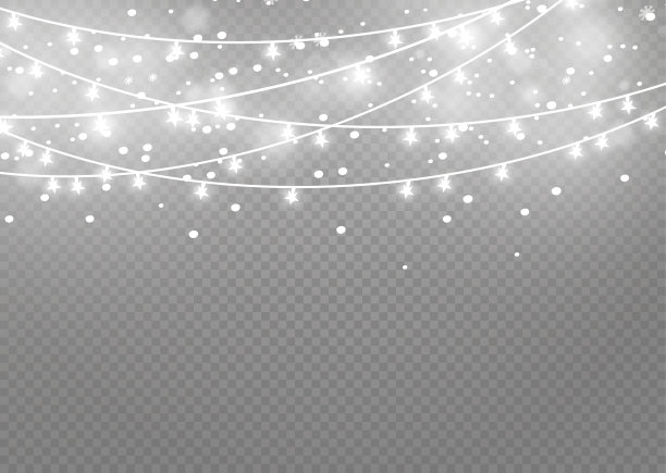 圣诞灯孤立在透明的背景。圣诞节的花环。矢量图素材图片