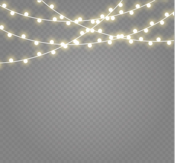 圣诞灯孤立在透明的背景。圣诞节的花环。矢量图图片下载