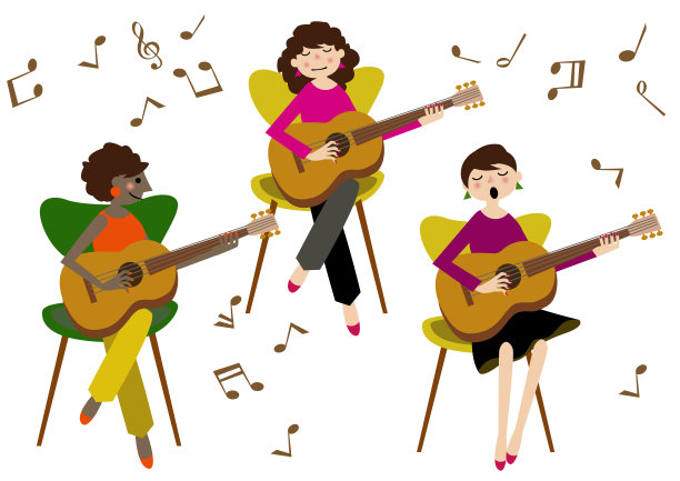 音乐剪辑艺术。吉他。吉他手。音乐场景。图片下载