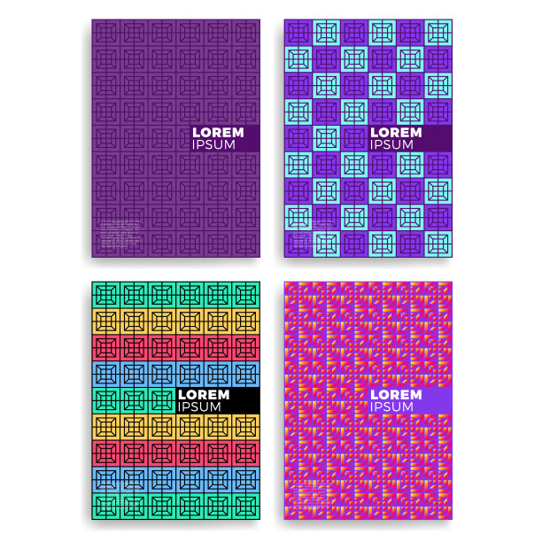 一组抽象正方形图案的卡片与层重叠。适用于封面，海报，海报，传单和横幅设计。图片下载