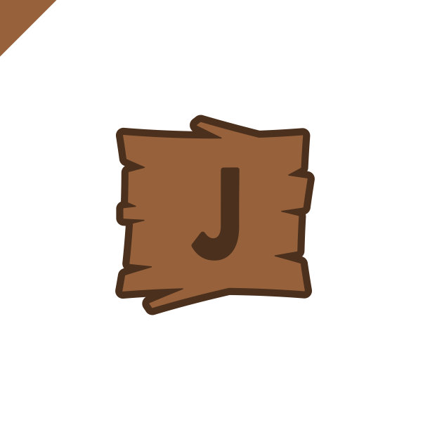 在带轮廓的木纹区域内，带有字母j的木制字母或字体块。图片下载