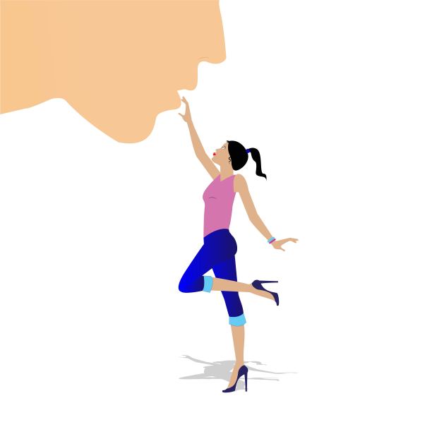 触摸男性嘴唇的女人图片下载