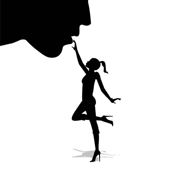 触摸男性嘴唇的女人图片下载