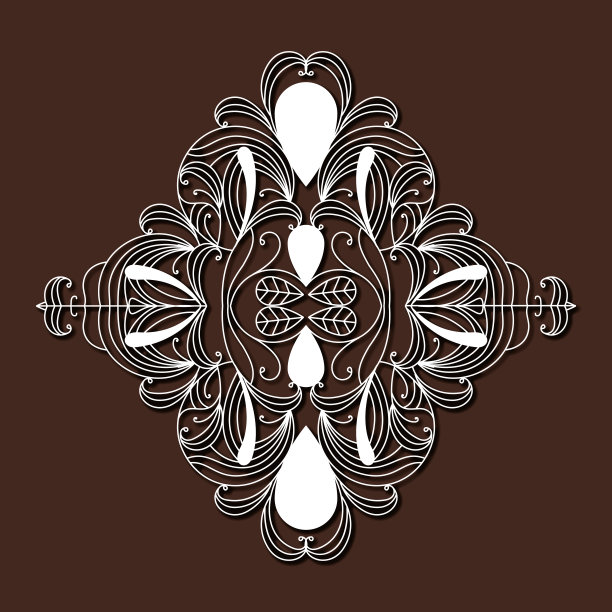 激光切割观赏花钻石设计在棕色背景图片下载