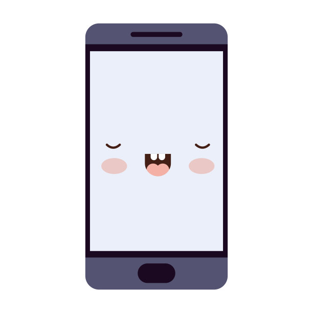 卡哇伊智能手机在彩色剪影的白色背景图片下载