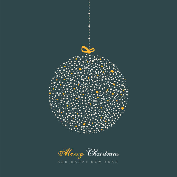 矢量圣诞装饰与星星图案在蓝色的背景。图片下载