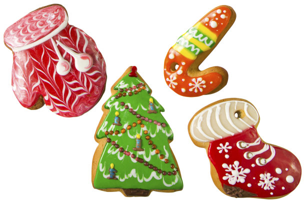 圣诞姜饼孤立在白色的背景。从上面看图片下载