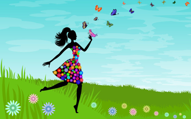 女孩的剪影图片下载