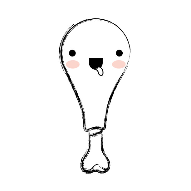 卡哇伊鸡腿在黑白模糊的轮廓图片下载