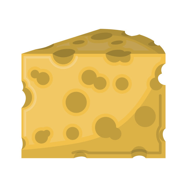 奶酪切片彩色剪影在白色的背景图片下载
