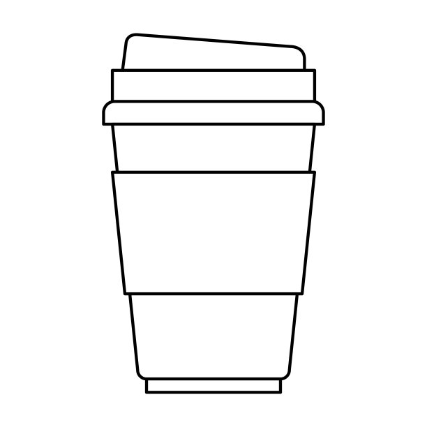 一次性杯子单色轮廓上的白色背景图片下载