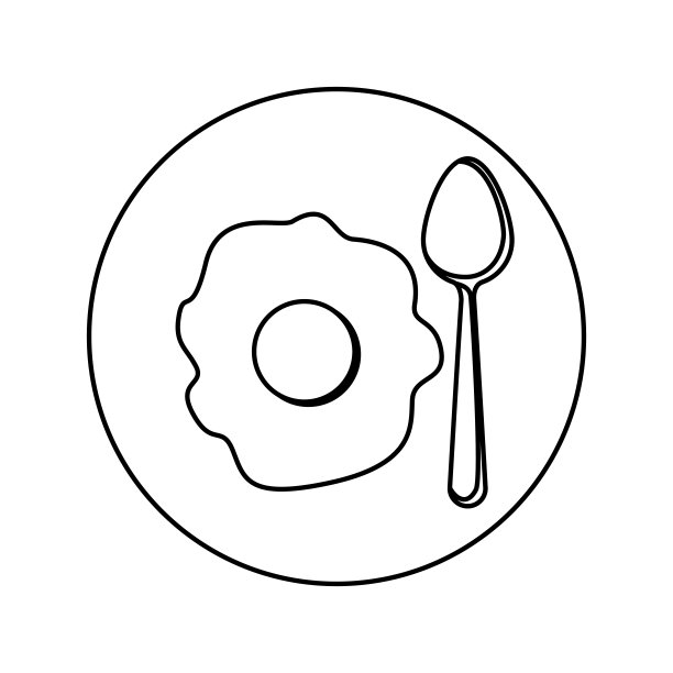 在白色的背景上用勺子煎鸡蛋图片下载