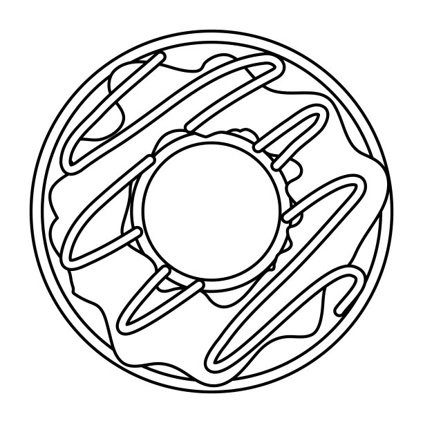 巧克力甜甜圈在白色背景上的单色剪影图片下载