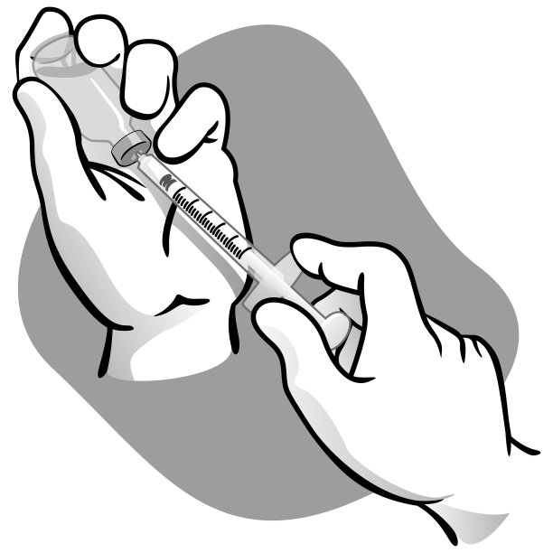 急救人员用注射器取出安瓿瓶内的内容物，黑白两种。理想的培训材料，目录和机构图片下载