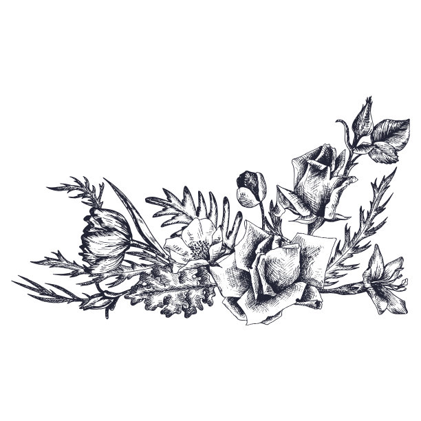 复古矢量花卉构成图片下载