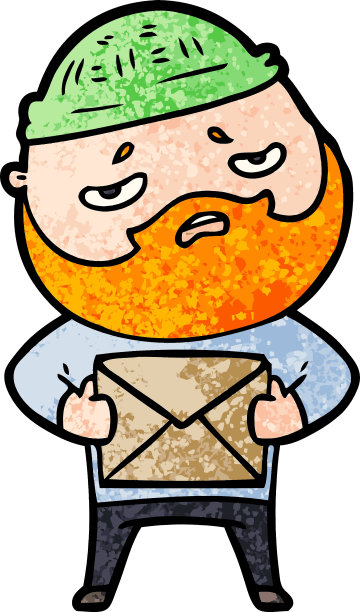 卡通人物，满脸胡子，忧心忡忡图片下载