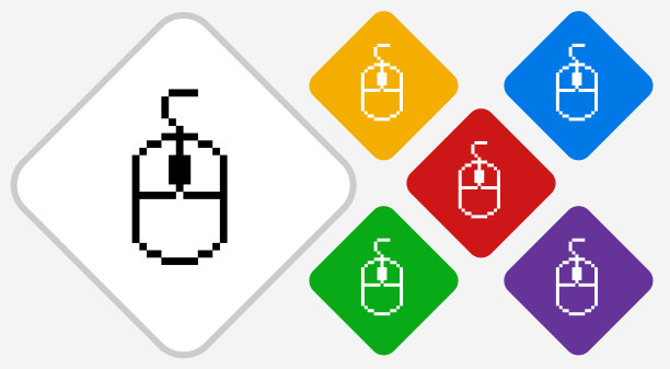 计算机鼠标颜色钻石矢量图标图片下载