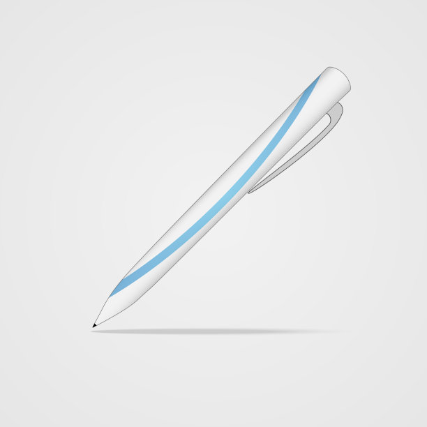 白色带蓝色条纹的钢笔。图片下载