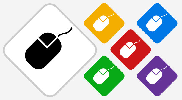 计算机鼠标颜色钻石矢量图标图片下载