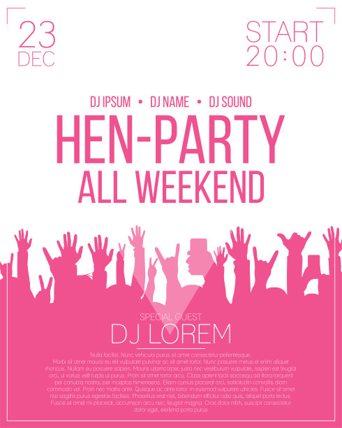 鸡传单或海报设计模板。夜舞会、迪斯科舞会背景人潮拥挤图片下载