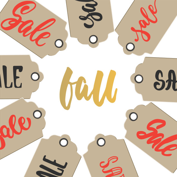 秋季秋季销售-手写拉丁字母报价与标签孤立在白色背景。趣味笔墨题字，适用于贺卡或海报设计。图片下载