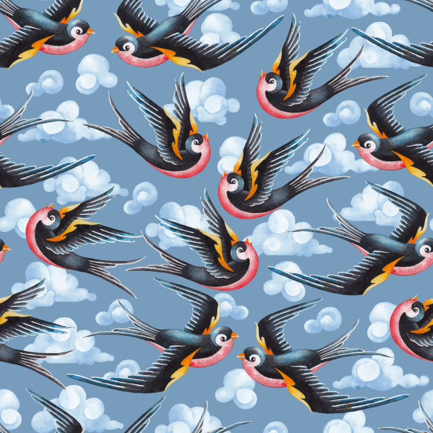 水彩飞翔的燕子图片下载