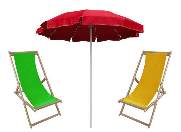 沙滩伞和躺椅图片下载