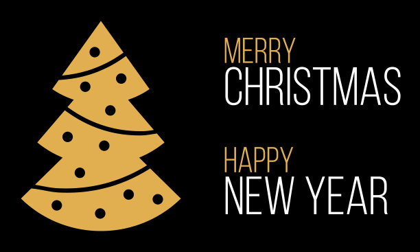 圣诞快乐，新年快乐，黑色贺卡图片下载