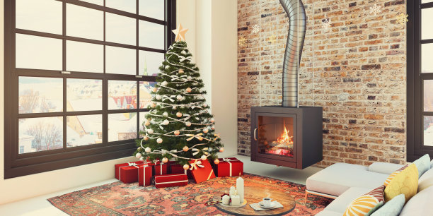 以圣诞节为主题装饰公寓室内图片下载