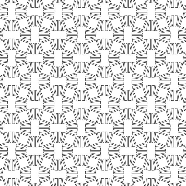 抽象无缝几何图案与编织装饰。简单的黑白线性波浪条纹纹理。向量图片下载