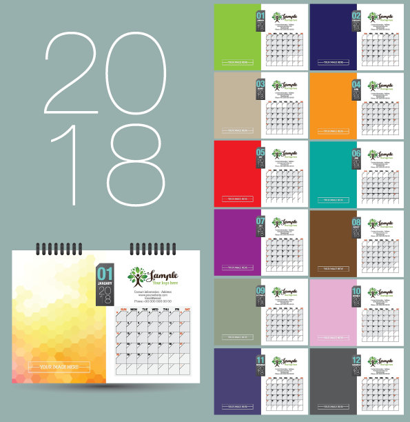 2018年日历设计图片下载