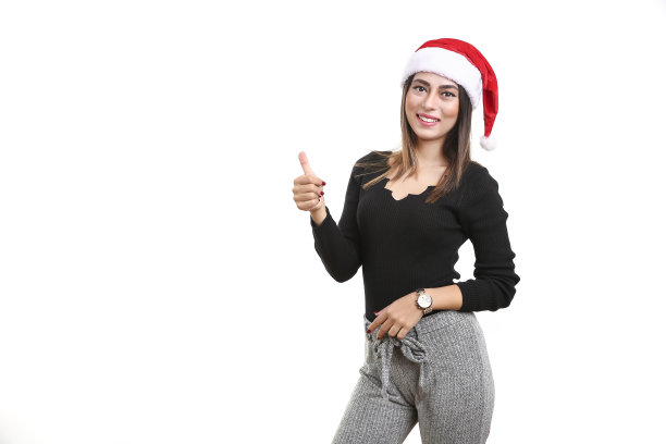 戴圣诞帽的圣诞女商人图片下载