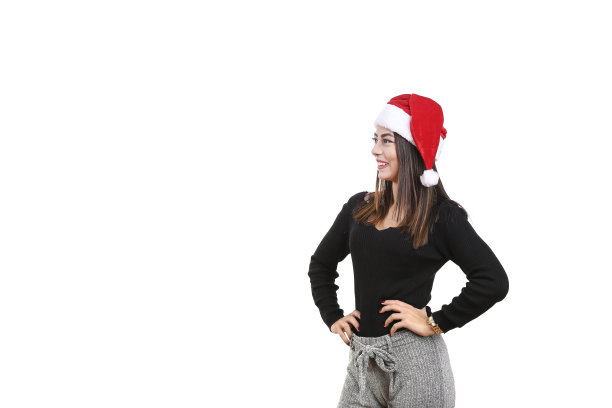 戴圣诞帽的圣诞女商人图片下载