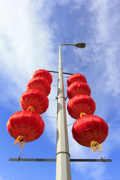 天上红灯笼，特写照片图片下载