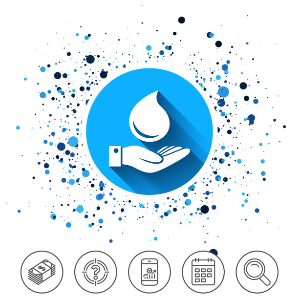 水滴和手势。节约用水的标志。图片下载