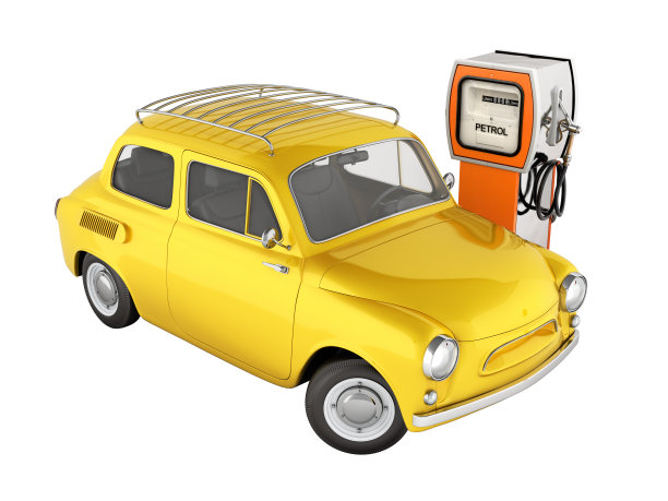 复古车站在加油站加油没有阴影的白色背景3d图片下载