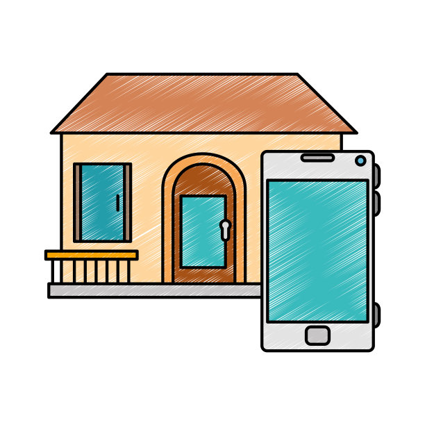 前面有智能手机的智能屋图片下载