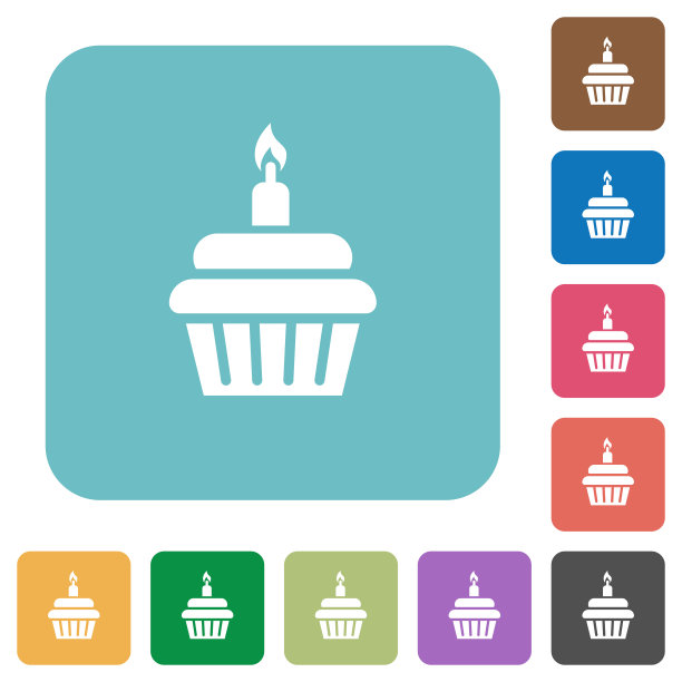 生日纸杯蛋糕圆形方形扁平图标图片下载