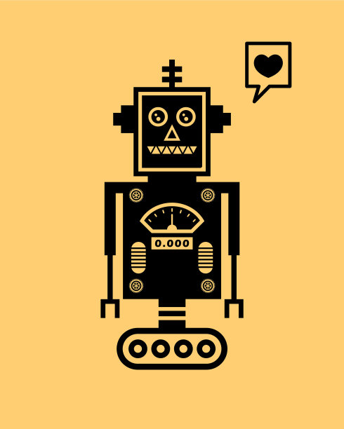 可爱的机器人情人节问候向量图片下载