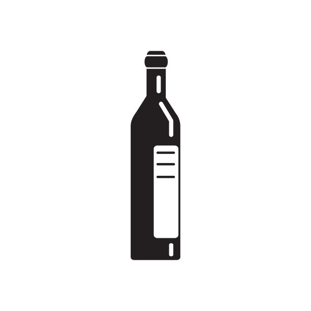 葡萄酒或香槟酒瓶矢量图标设计图片下载