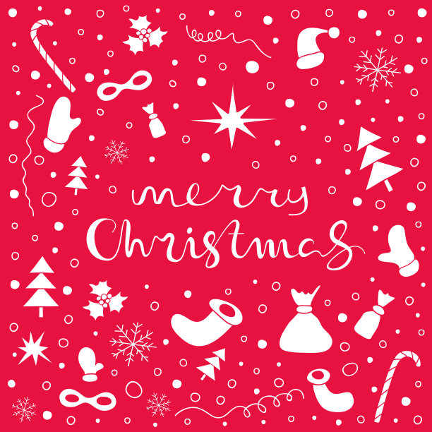 圣诞快乐的背景与圣诞的一套东西图片下载
