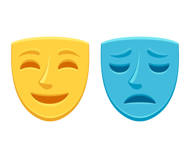 悲伤和快乐的戏剧面具图片下载