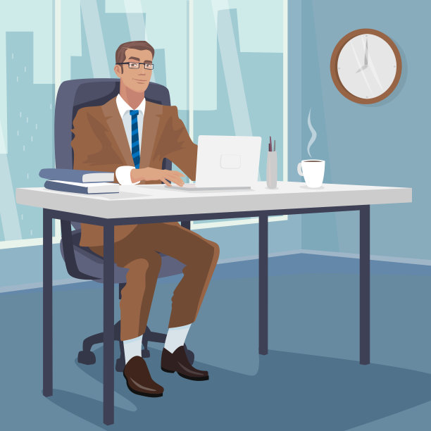 在办公室里用白色笔记本电脑工作的商人图片下载